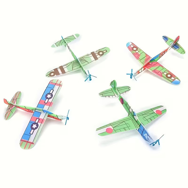 Foam Glider with Propeller - Retro Style, Easy Assembly, Colorful Retro Design, Suitable for Party Gifts, Birthday goodies bags