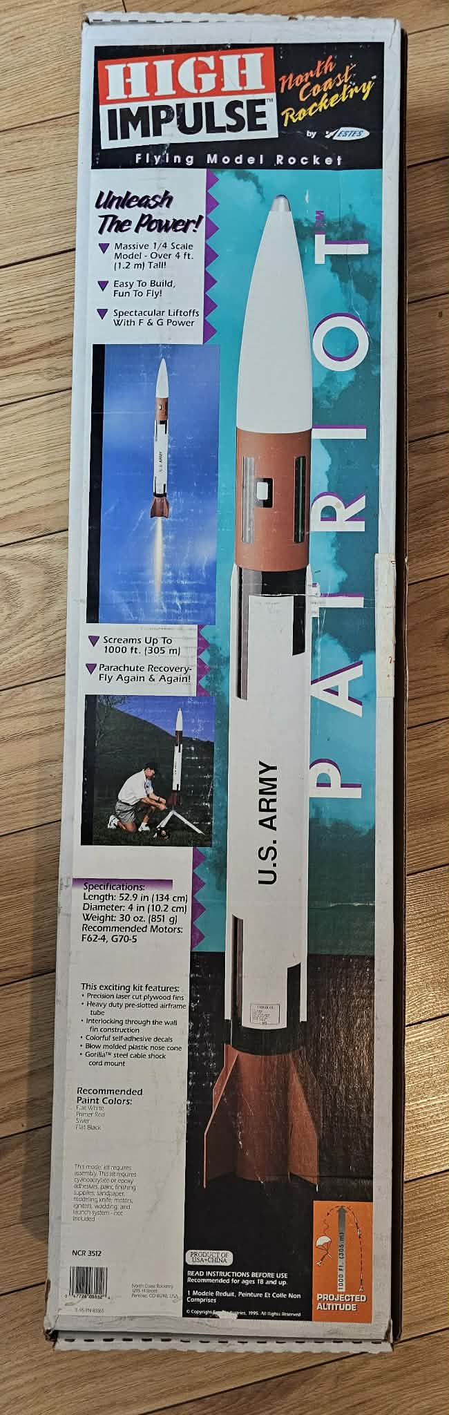 NORTH COAST ROCKETRY by ESTES 1/4 scale Patriot High Impulse 4"