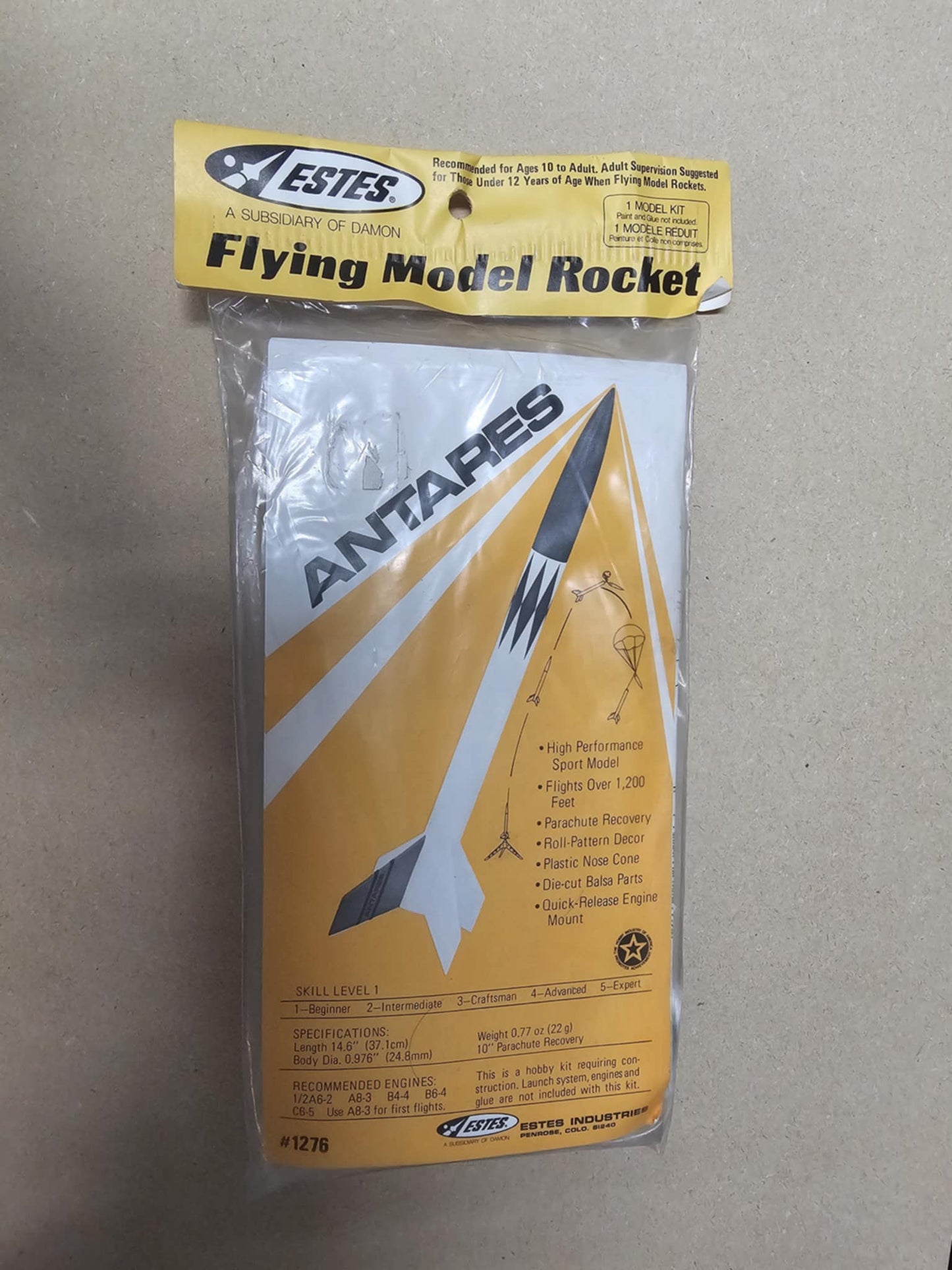 1276 ESTES Antares yellow tag