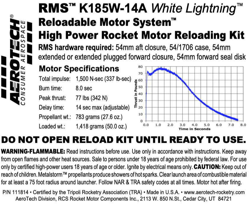 AeroTech K185W-14A RMS-54/1706 Reload Kit (1 Pack) - 111814