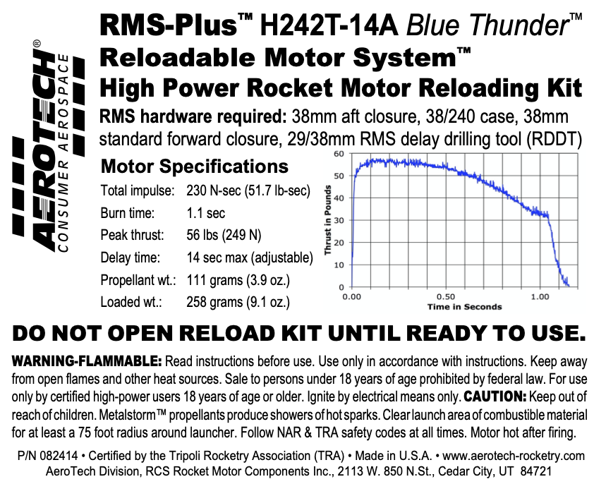 AeroTech H242T-14A RMS-38/240 Reload Kit (1 Pack) - 082414