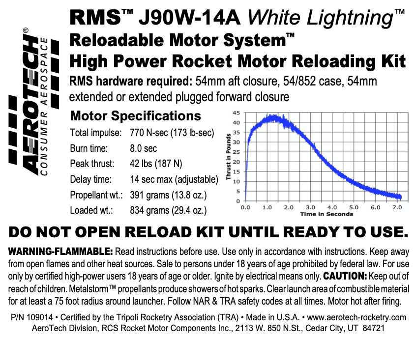 AeroTech J90W-14A RMS-54/852 Reload Kit (1 Pack) - 109014
