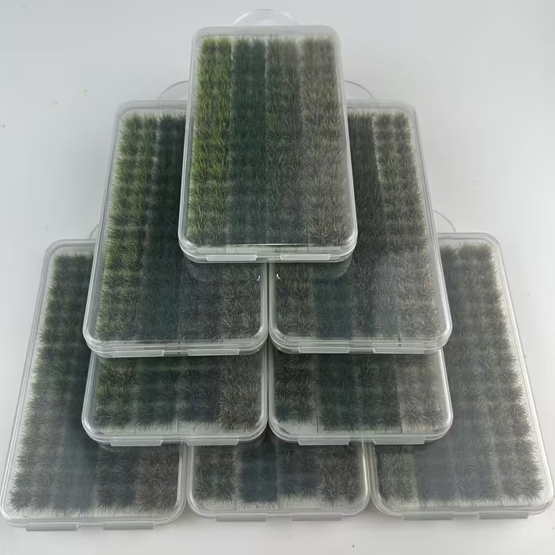 120pcs Grass Set-Realistic Resin Artificial Turf in Light Green, Green and Brown Tones