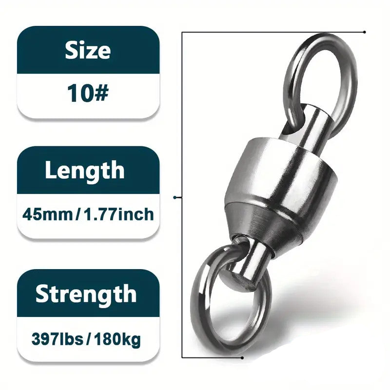 #10 Stainless Steel Heavy Duty Ball Bearing Swivels 397 Lbs test - Everdon Hobbies