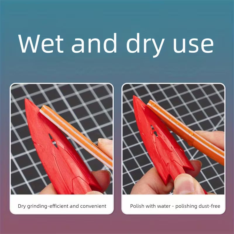 6pcs/set, Includes400/600/800/1000/1200/1500 Semi-hard Sanding Sticks, and Wet Use, 4mm Thickness, Plastic Model Polishing, Model Assembly Tools