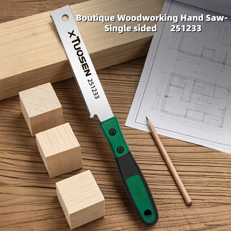 Japanese Pull Saw  Double-Edged Woodworking Hand Saw with Fine Teeth, Precision Cutting for Wood and PVC, Portable with Non-Slip Handle, Ideal for Woodworking