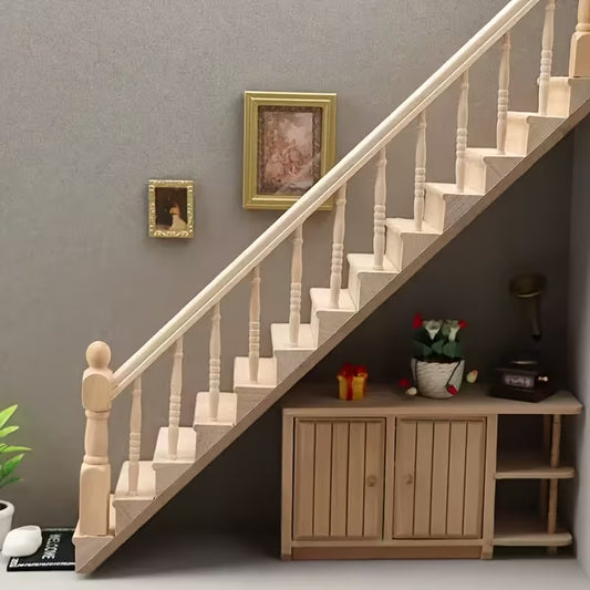 1:12 Scale Dollhouse Model Unpainted Handrail Stairs case Left or Right
