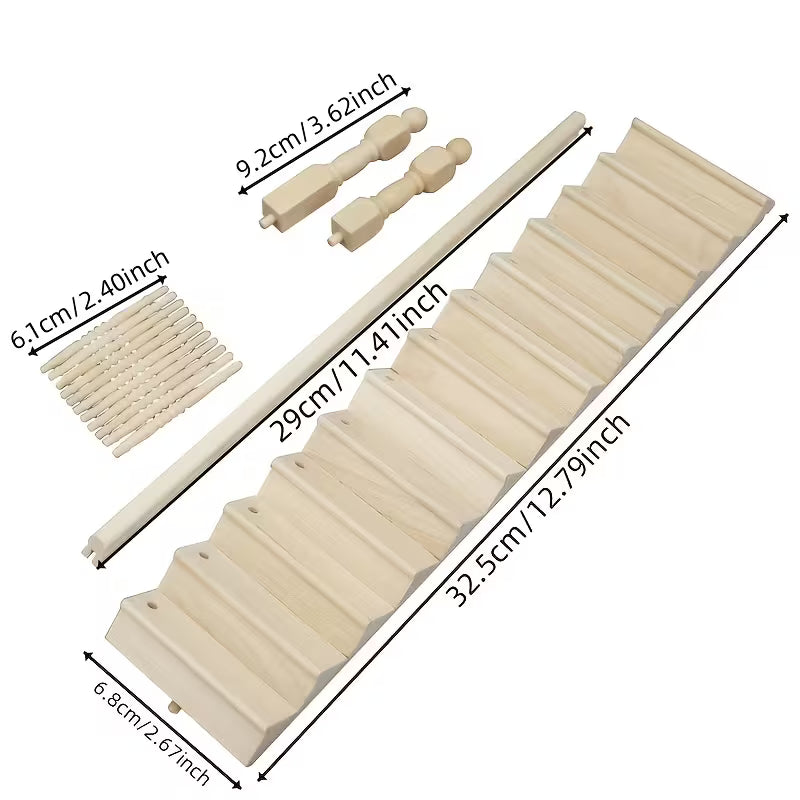 1:12 Scale Dollhouse Model Unpainted Handrail Stairs case Left or Right