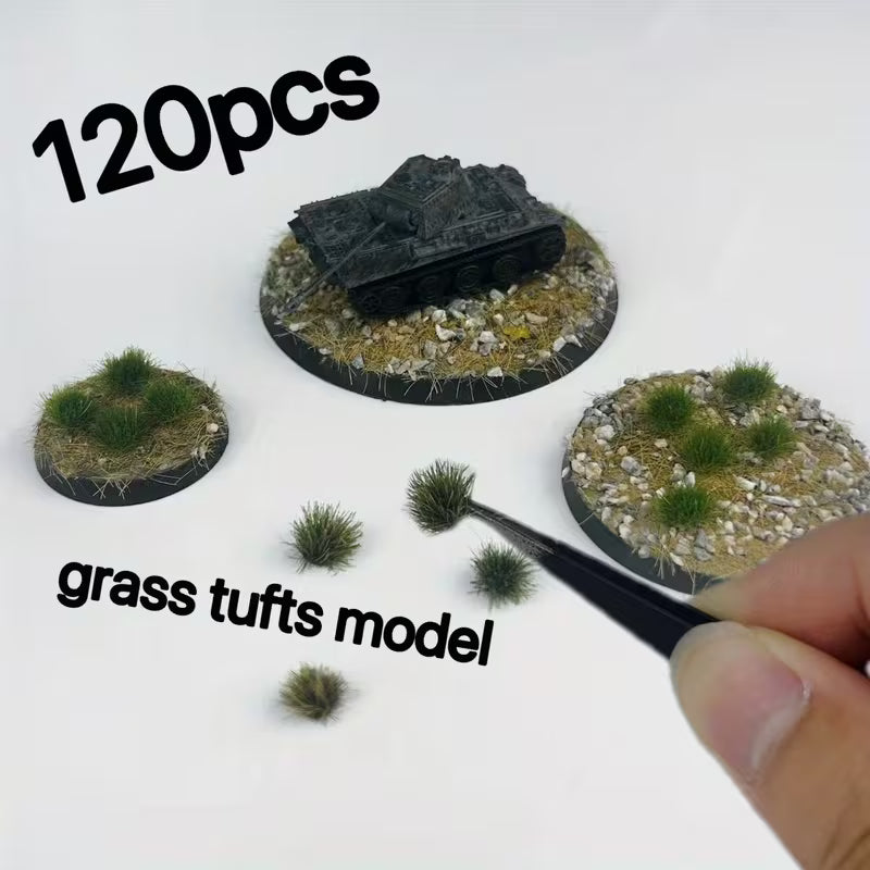 120pcs Grass Set-Realistic Resin Artificial Turf in Light Green, Green and Brown Tones