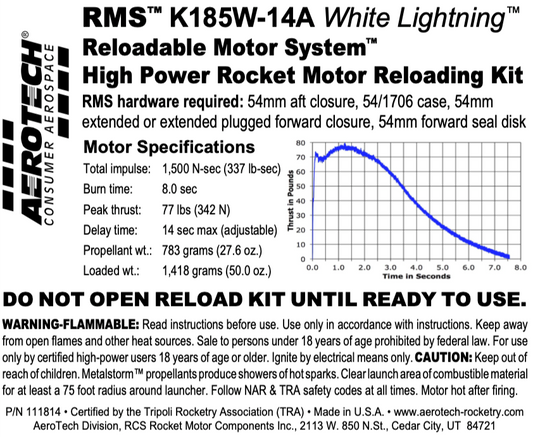 AeroTech K185W-14A RMS-54/1706 Reload Kit (1 Pack) - 111814