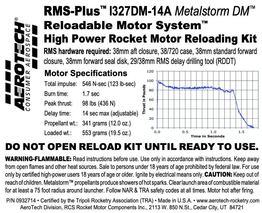 AeroTech I327DM-14A RMS-38/720 Reload Kit (1 Pack) - 0932714