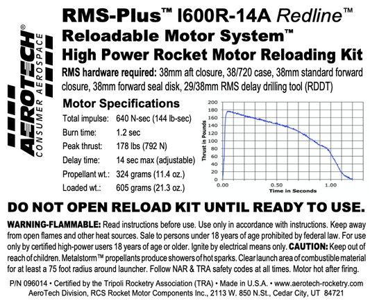 AeroTech I600R-14A RMS-38/720 Reload Kit (1 Pack) - 096014