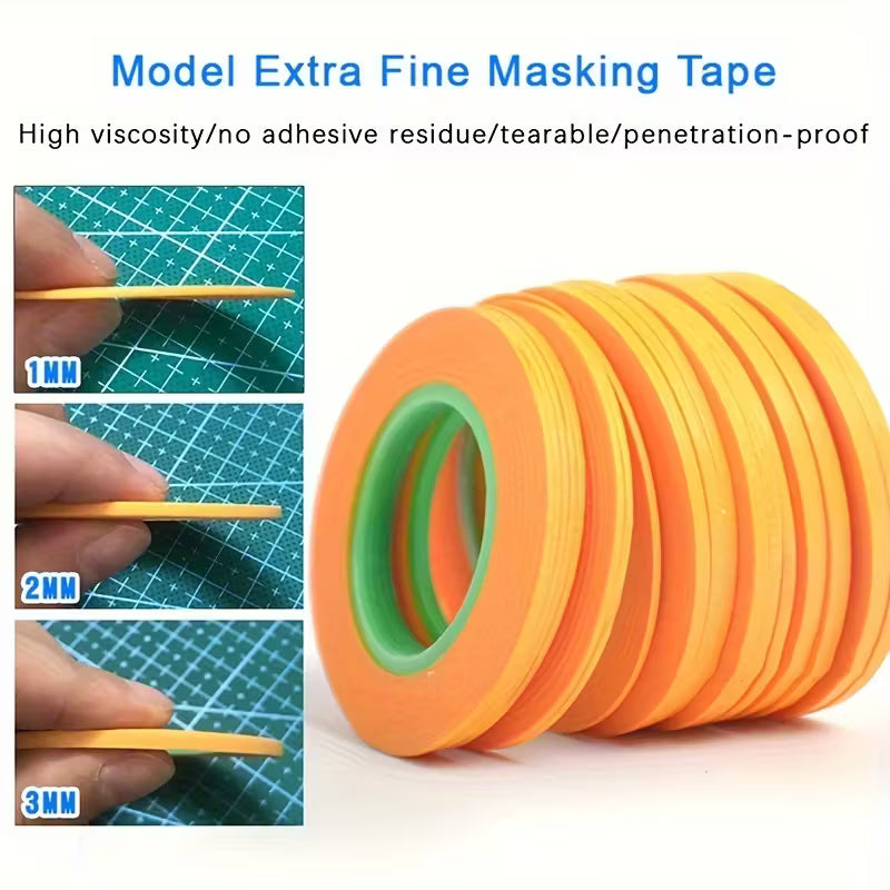 Pack of 3 Rolls Multi Size High Adhesive Model Masking Painting Tape