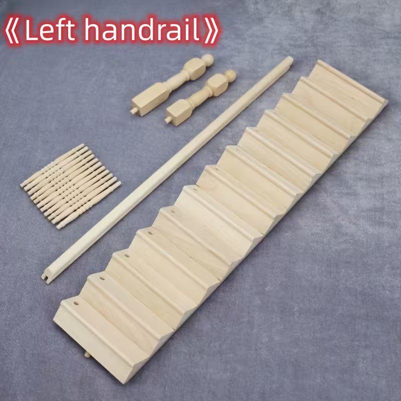 1:12 Scale Dollhouse Model Unpainted Handrail Stairs case Left or Right